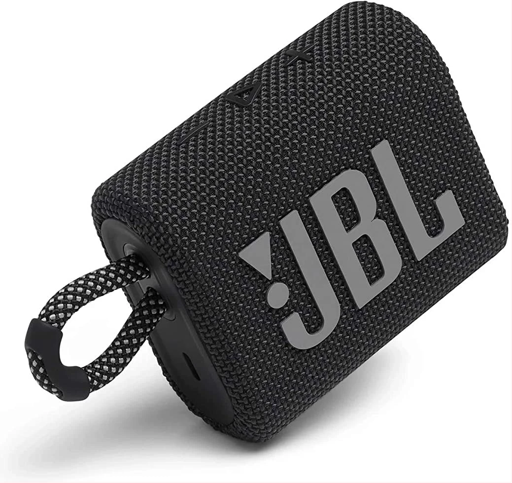 JBL Go 3, Waterproof Wireless Ultra Portable Bluetooth Speaker, JBL Pro Sound, Vibrant Colors With Rugged Fabric Design - Black