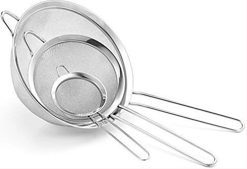 3pcs Big sieves Fine Mesh Food, Juice Strainers - Silver