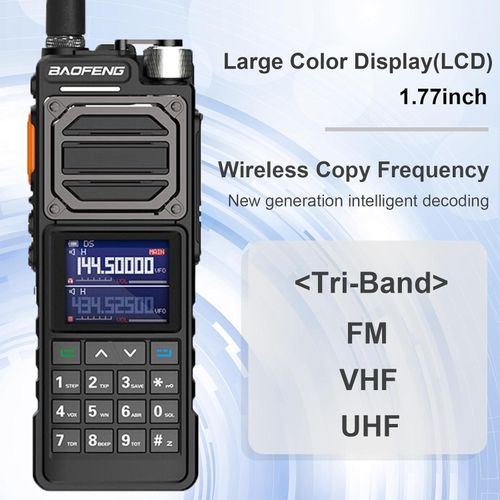 Baofeng UV 25 10W Walkie Talkie Tri-Band Wireless Frequency Copy USB-C Charger Goose Tube Gain Antenna Powerful Long Range Amateur Two Way Radios with Full Kit