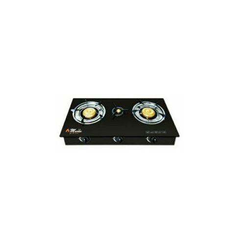Electro Master Triple Burner Gas Cooker Tempered Glass And Auto Ignition-Silver