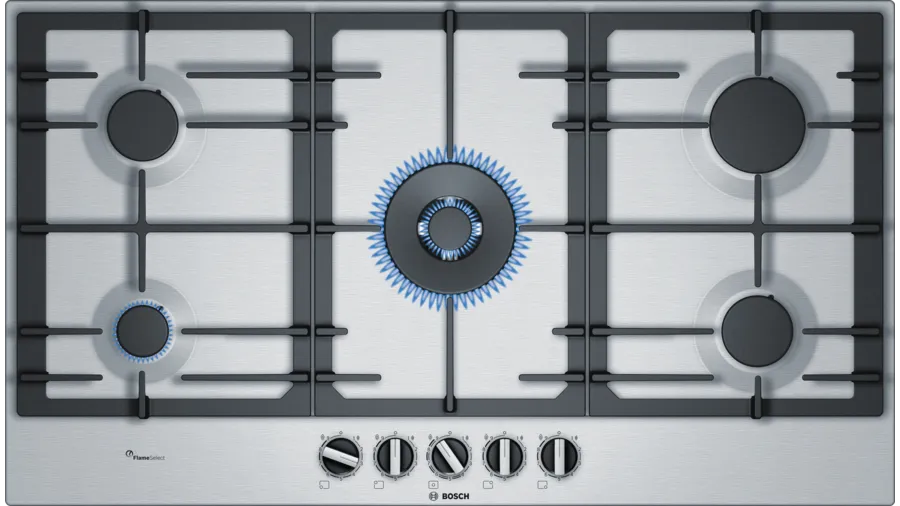 Bosch Series 6 Gas Cooktop Hob 90cm PCR9A5B90A - Stainless Steel