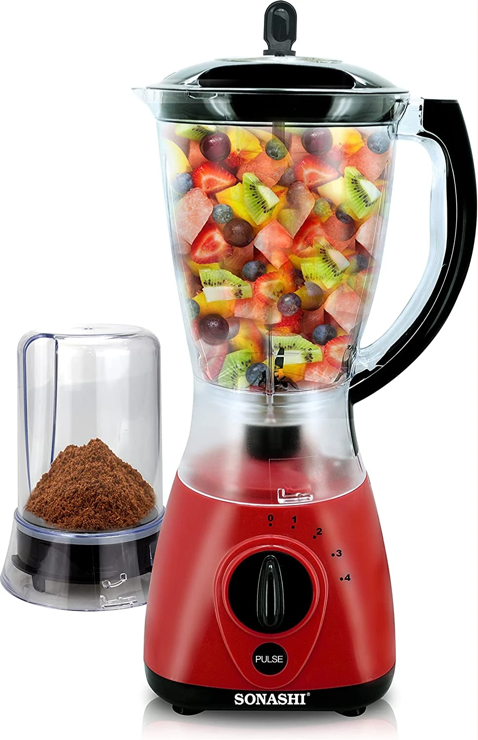 SONASHI 2 in 1 Unbreakable Jar Blender SB-154 – 4 Speed, 550W Countertop Blender Mixer with Overheat Protection, Safety Lock System, 1.5L Unbreakable Jar, Grinding Cup