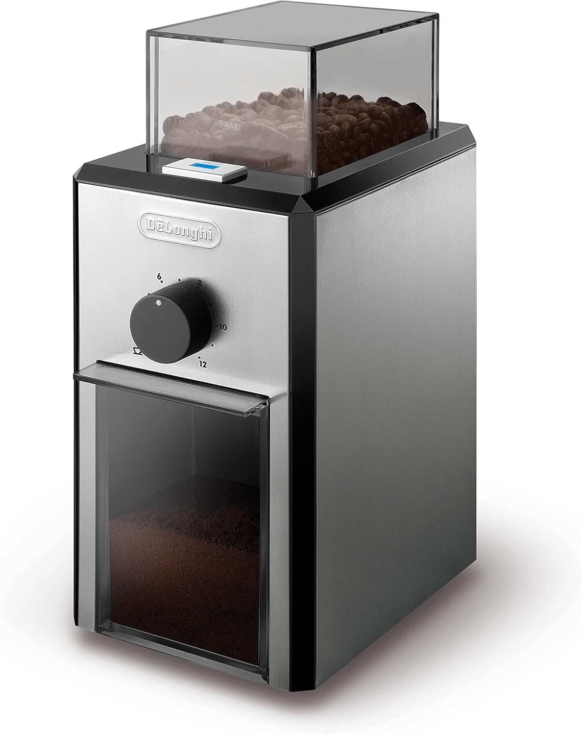 De'Longhi Coffee Grinder, Stainless Steel Blade, Dual Safe System, 110W, 120g Capacity, KG89, Stainless Steel