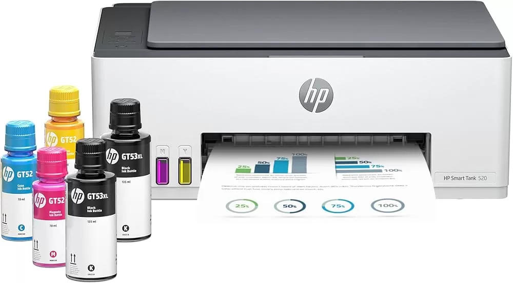 HP Smart Tank 520 All-in-One Printer – Ultra High Yield Ink, Print/Scan/Copy, Up to 12000 Black Prints