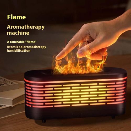 Mini Simulation Flame Ultrasonic Aroma Diffuser Domestic Humidifier Essential Oil Diffuser Flame with Auto Shut-Off Essential Oil Diffuser with Flame Mist Humidifiers with LED Light for Home Bedroom O