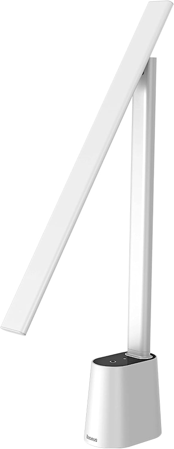 Baseus LED Desk Lamp Auto-Dimming Table Lamp Eye-Caring Smart Lamp Touch Control 47" Wide Illumination 250 Lumens 5W 3 Color Modes for Home Office, Living Room, Bedroom, Painting (White)