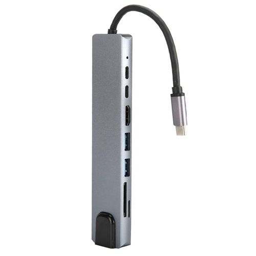 TypeC Interface Hub, Ethernet Adapter USB3.0 TF Memory Cards USB C Female Port for IPad Pro//Type C Devices RJ45 Ethernet Mini SDTF OTG Adapter With 4K HDMI -Silver