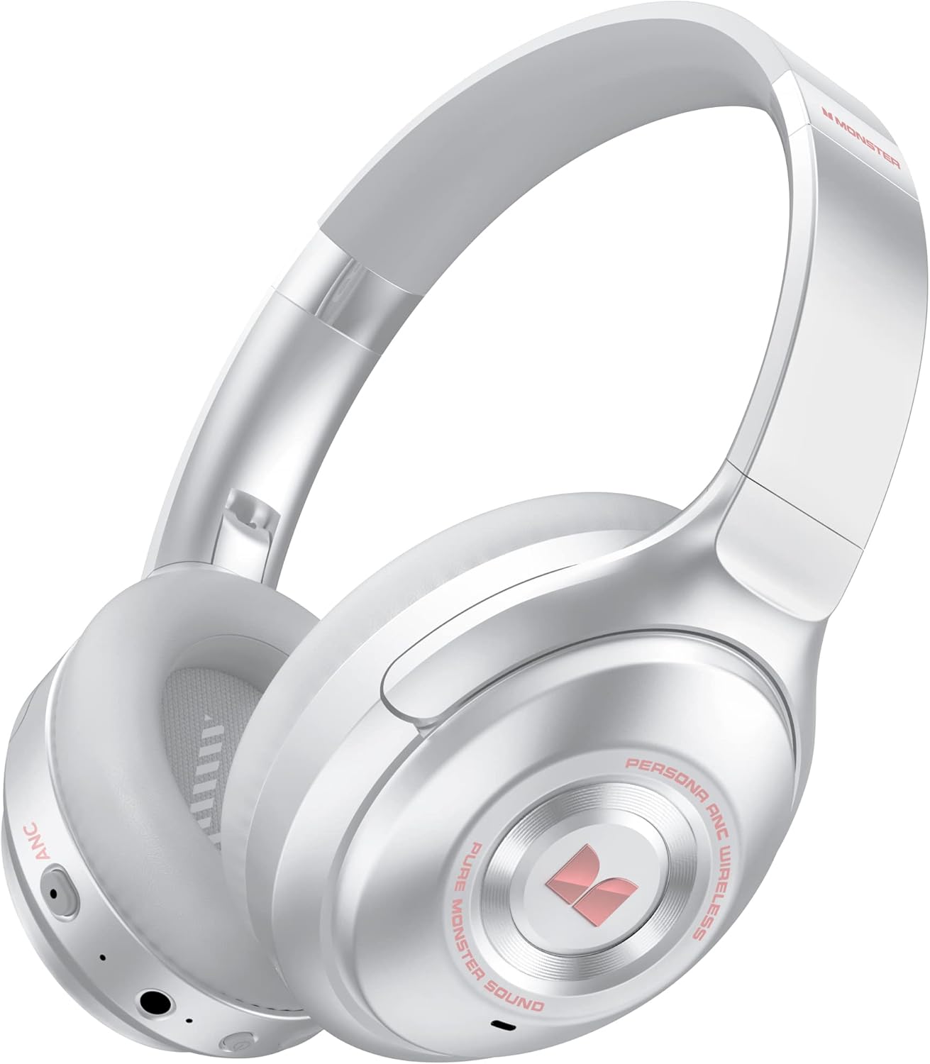 Monster Persona ANC Active Noise Cancelling Headphones, Bluetooth Over Ear Headphones Wireless with Hi-Fi Audio, Deep Bass, Fast Charge, 30 Hours Playtime, Memory Foam Earcups