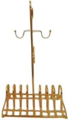 6 Cups And Saucers Stand Holder Storage Organizer Rack, Gold
