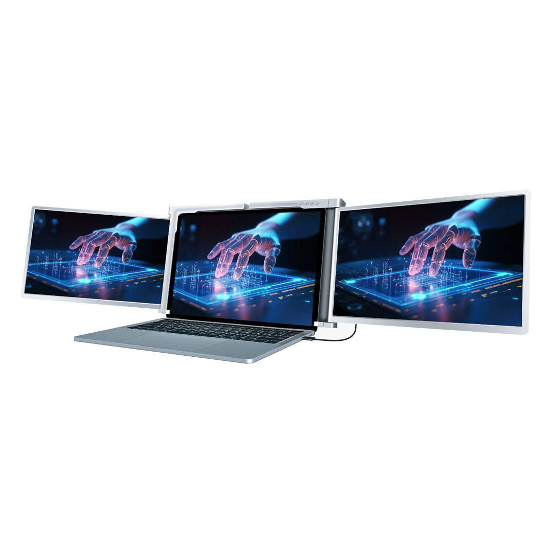 Powerology Dual Screen Laptop Extender, Easy Single Wire Type-C Connection, 13.3" IPS Display, Compatible with Windows & Mac 13.3" to 17.3" Laptops (4GB Flash Drive Included), 60Hz Refresh Rate