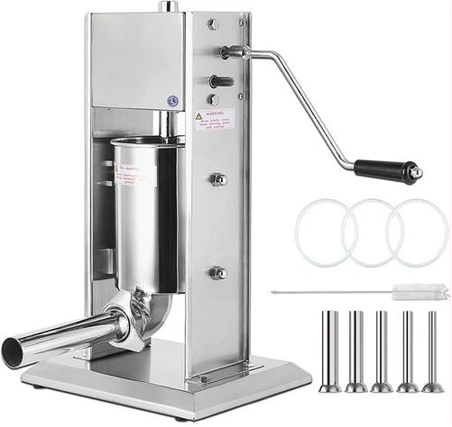 Sausage Filler Machine 10L Stainless Steel Sausage Maker Vertical Manual two Speed - Silver