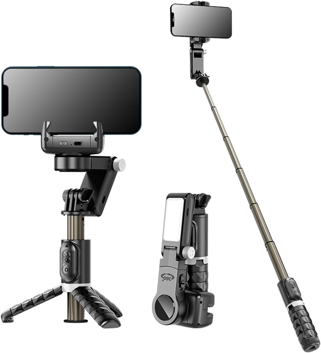 Q18 Bluetooth Handheld Phone Gimbal with Extendable Selfie Stick Tripod, Face Tracking Wireless Remote Phone Video Stabilizer for Android for IOS