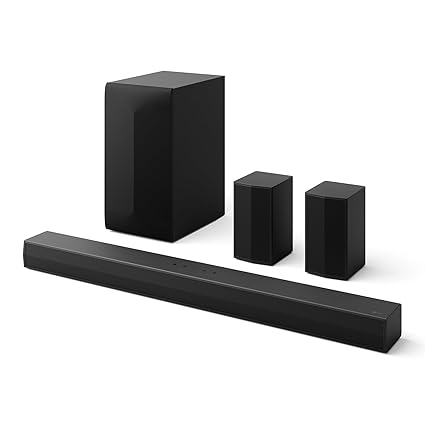 LG Sound Bar S65TR, 600W, 5.1 Channel, Dolby Digital & DTS Digital Surround, AI Sound Pro, Wow Interface, Wireless Subwoofer & New Wireless Rear Speaker