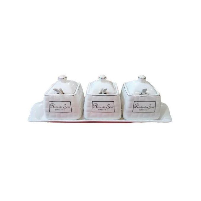 Condiment Pots Spice Seasoning Container Seasoning Box Bottle Salt Sauce Jars Ceramic Household Seasoning Jar Oil Salt Sugar Bowl Cooking Box- White