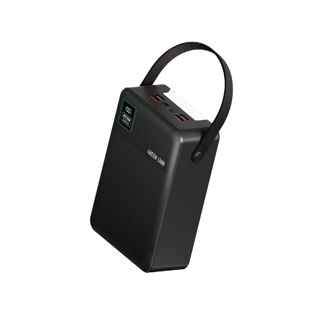 GREEN LION Thunder 80 Power Bank 80000 mAh / PD 20W Fast Charge / Powerful Flash Light / LED Digital Display / 4xUSB-A & 1xUSB-C Port / Long Life Battery / USB-C/Lightning/Micro Input - Black