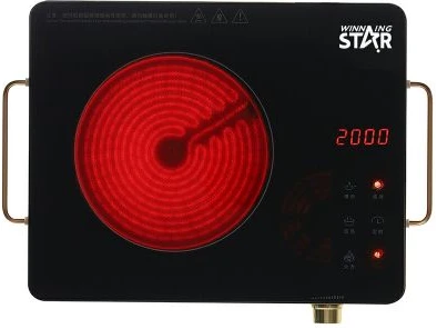 Winningstar Electric Infrared Cooker Vitroceram Panel Portable Single Burner, Black