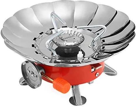 Portable Camping Gas Stove,Folding Windproof Ignition Gas Stove Silver