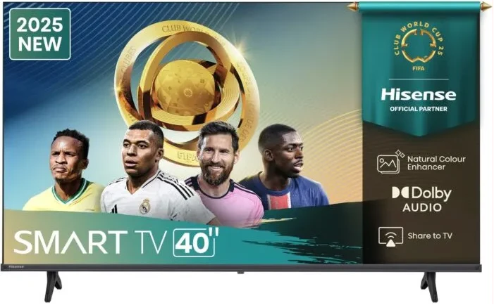 Hisense 40 Inch Smart VIDAA TV Frameless Flat Screen Smart TV, 40A4Q, (2025 Model), FHD, Bazeless Design - Black (3YRs WRTY)