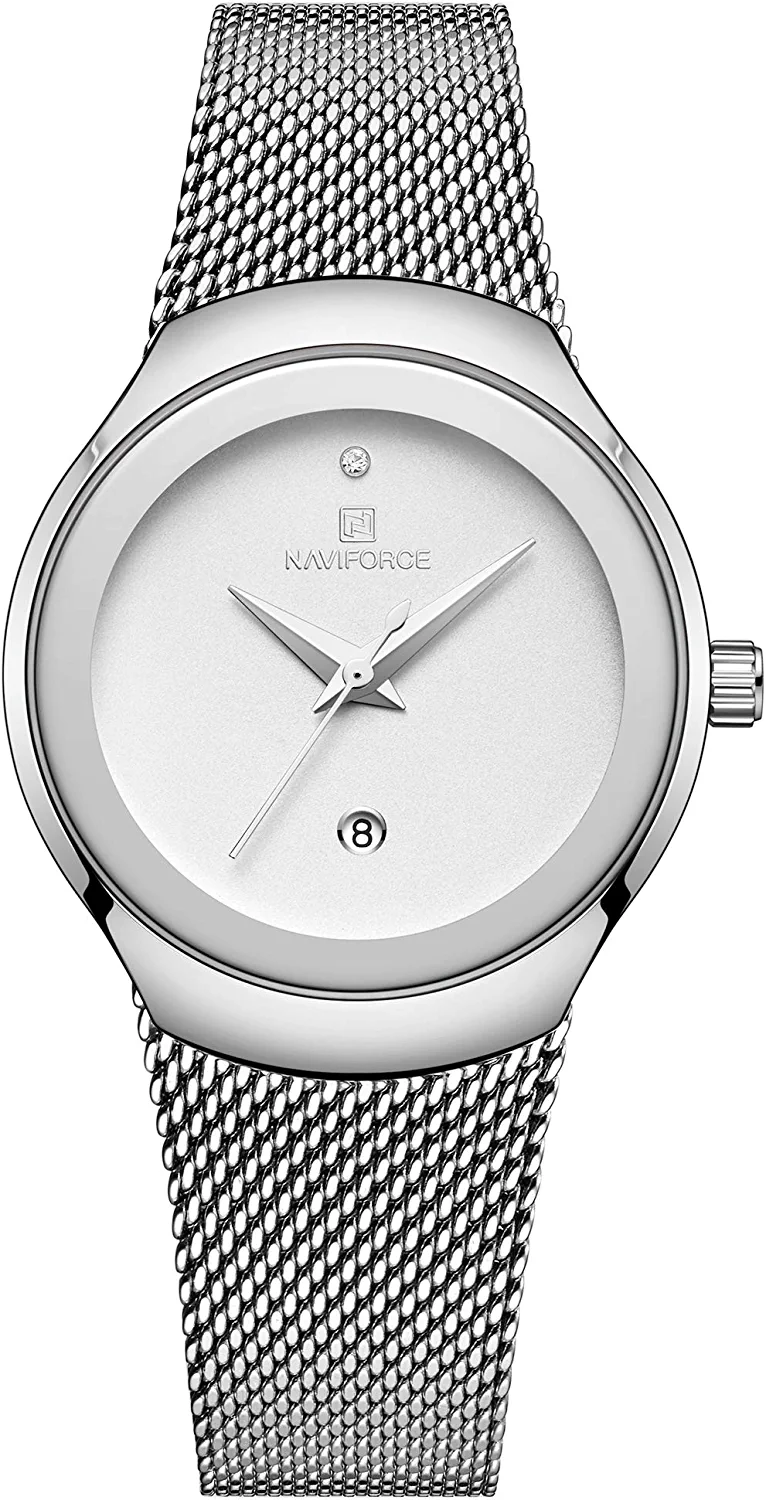 NAVIFORCE Women's Analogue Quartz Watch Waterproof Simple Stainless Steel Band