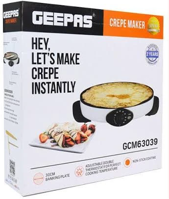 Geepas Crepe Maker, 13″ Die-Cast Aluminum Baking Plate, GCM63039