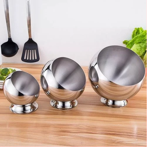 3 Pc Seasoning Serving Bowl With Lids Sugar Salt Storage Container - Silver