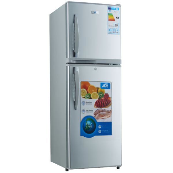 ADH 168 - Litres Fridge, Double Door Top Mount Freezer Defrost Refrigerator - Silver
