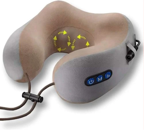 Neck Massager,USB Charging U-shaped Massage Pillow Electric Travel Pillow Foam Cervical Massage Pillow for Muscles Pain Relief Relax in Airplane,Office and Home- Multicolor