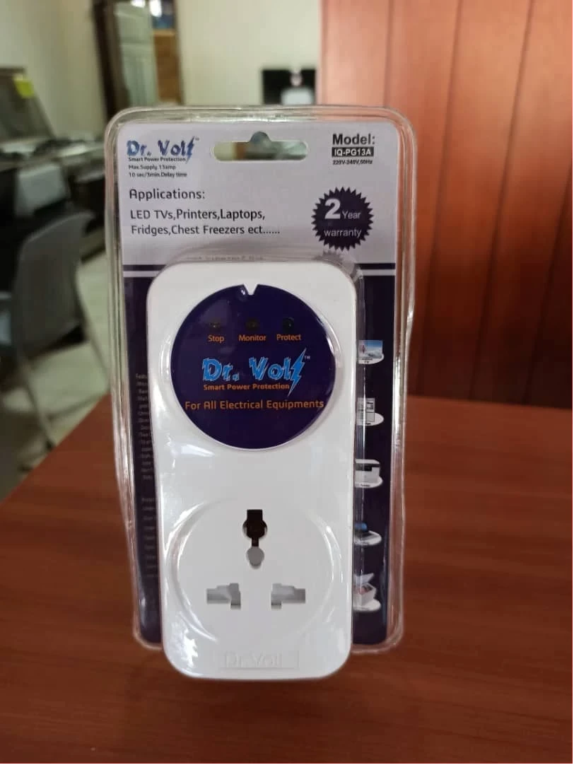Dr. Volt 13 Amps Power Surge Protector IQ-PG13A, For TVs, Fridges, Laptops, Freezers & More, Microprocessor Power Surge Protector Based-Eco Model