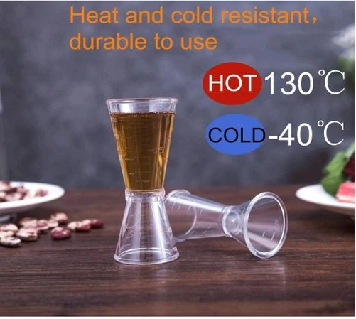 2 Pc 20cc Double Acrylic Jigger Cocktail Shot Glasses Spirit Measuring Cup - Clear