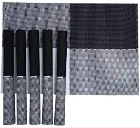 6 Pieces Of Placemats Table Mats With a Runner - Black