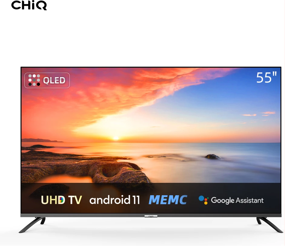 CHiQ 55- Inch QLED Android 11 UHD 4K Smart TV U55QM8V; Bluetooth, USB, HDR10, HLG With Inbuilt Free To Air Decoder - Quantum Dot TV - Black (3YRs WRTY)