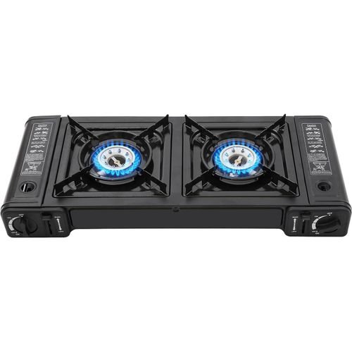 Boma Propane Camping Stove 2 Burners Portable Camping Stove Double Auto Ignition Camping Burner LPG for RV, Apartments, Outdoor - Black