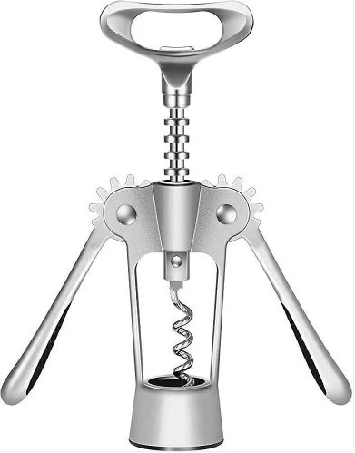 Mosaic All in One Wine Cork Screw Bottle Opener - Wine Opener, Wing Corkscrew Wine Bottle Opener with Multifunctional Bottles Opener PRM- Silver