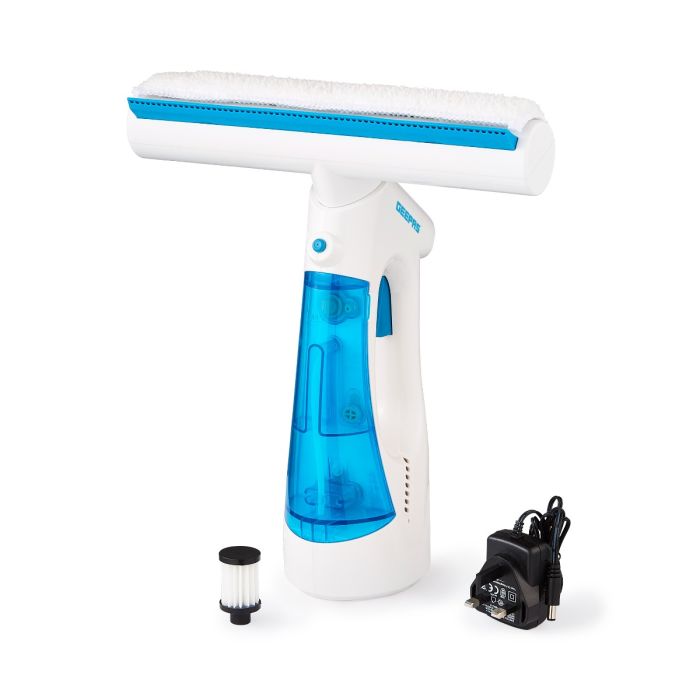 Geepas Cordless Window Vacuum- GWC63065UK/ 140 ml Water Tank, 3-in-1 Operation, Lightweight and Portable/ 35 Minutes Continuous Working, Perfect for Glass Doors, Mirrors, Tiles, Shower Screens, Car Wi