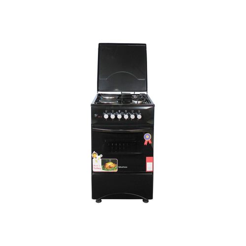 Blueflame 50x50cm 2 Electric Plates And 2 Gas Burners With Electric Oven -Black