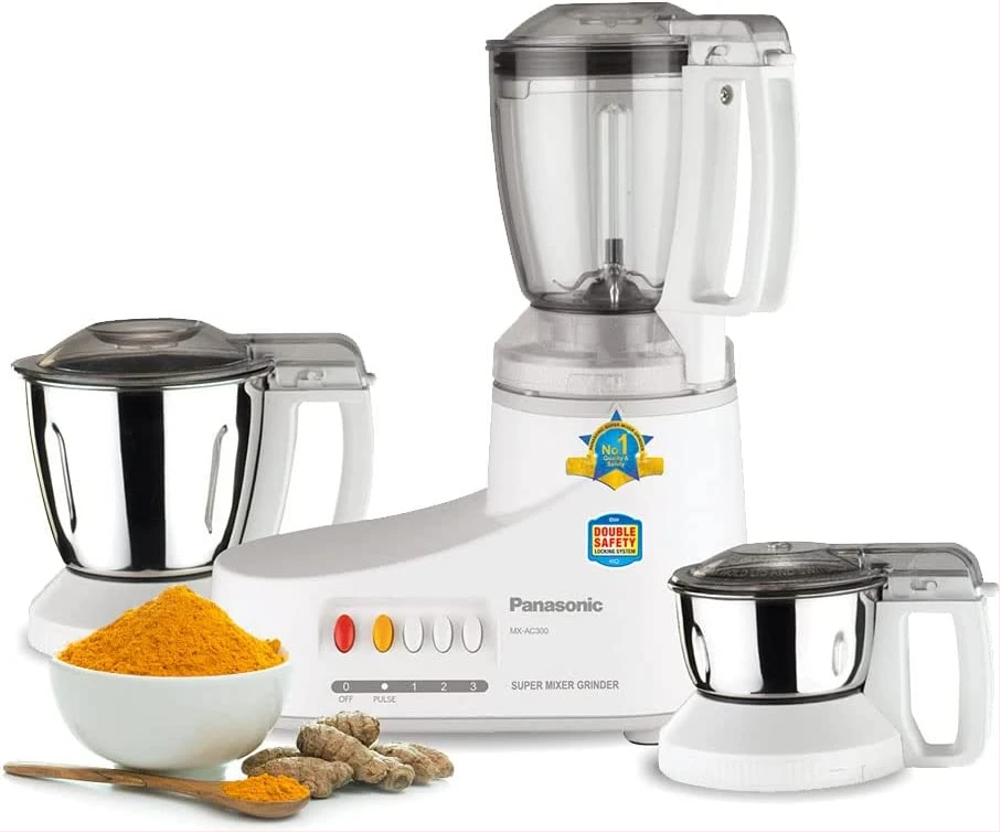 Panasonic Mixer Grinder With 3 Jar MX-AC300 - White