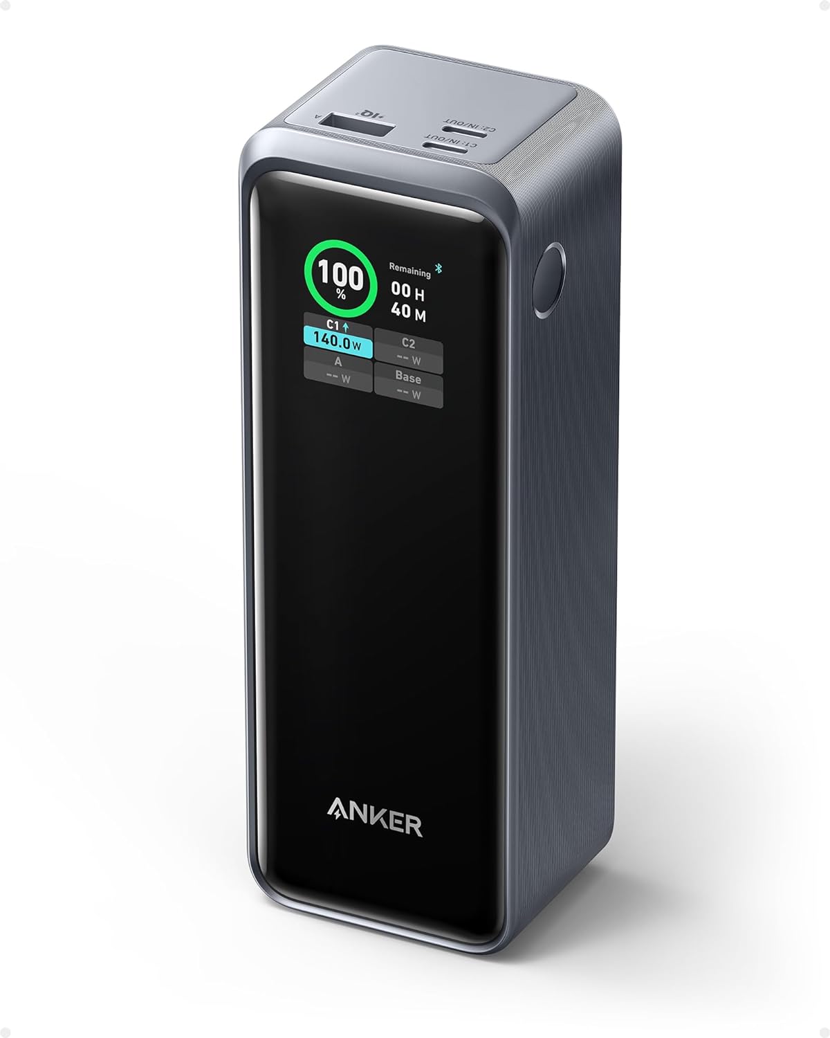 Anker Prime Power Bank, 27,650mAh 3-Port 250W Portable Charger (99.54Wh) Smart App, Compatible with MacBook Pro/Air, iPhone 16/15/14/13 Series, Samsung, HP, Lenovo, Dell, and More