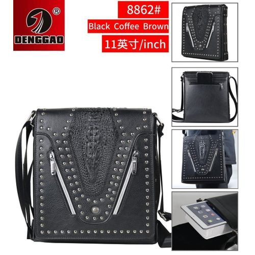 DENGGAO 11 Inch Shoulder Bag Men's Crossbody bag Leather Messenger Casual Handbags Side Satchel Sling Travel Flight Bags Cross Leather Sport Bags for Men And Women Working Shopping Business Travel Dai