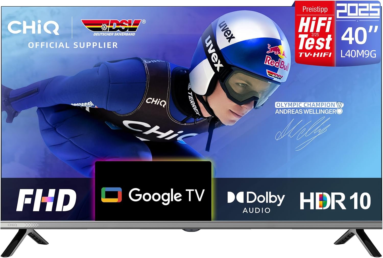 CHiQ 40-Inch Smart Google TV L40M9C, (2025 Model), Frameless Google Certified Android Smart TV With Bluetooth, Youtube, Netflix Chromecast Built In, Free To Air Decoder (Black) (3YRs WRTY)