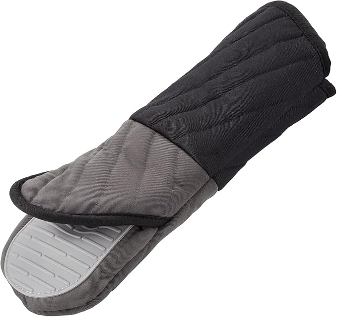 TEFAL Comfort Gloves, High-Heat Resistance, Non-slip Inner Grip Kitchen Accessories, Ergonomic Design, Black, Silicone, K1298214