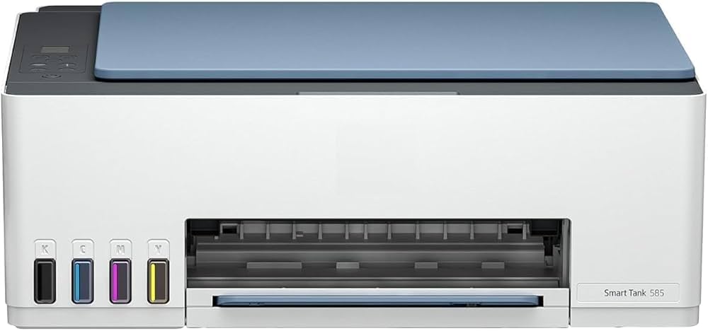 HP Smart Tank 585 All in One WiFi Colour Wireless Home Inkjet Printer (Up to 4000 Black and 6000 Colour Pages Included in the Box) - Print, Scan and Copy for Office, Home