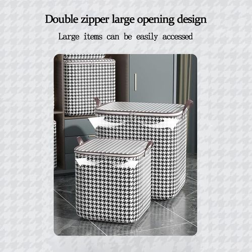 100L 140L 180L 3Pieces Of Clothes Storage Box Wardrobe Foldable Closet Sorting Portable Storage Bag Winter Cup Storage Box, Double Zipper Sturdy Space Saving For Bedsheets Pillows Blankets Quilt Seaso