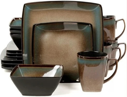 24 Piece Square Dinner Set - Dirty Blue