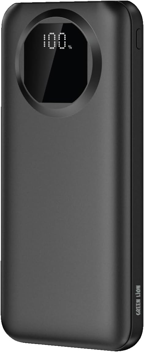 Green Lion Nairo 10000mAh Powerbank, PD 20W/ QC 22.5W Triple Port (2×USB-A/USB-C) Power Bank, Flight Approved, Digital Display, Compatible with iPhone 16/15/14 Series, Samsung S25/S24/S23 Series