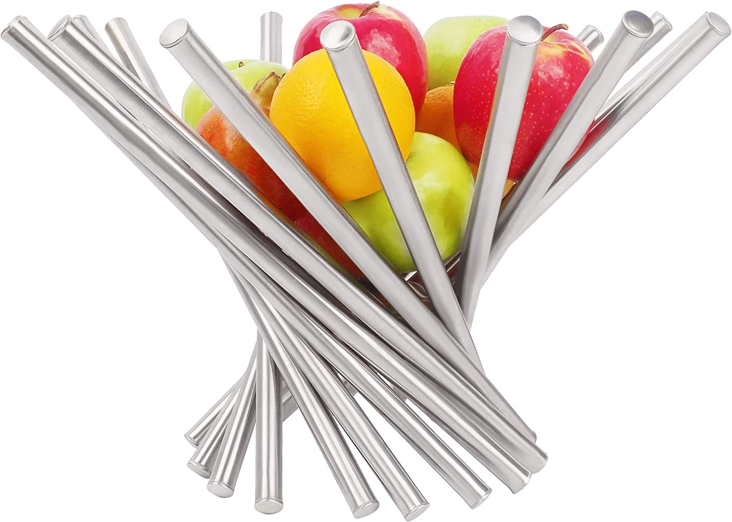 Stainless Steel Collapsible Creative Fruit Basket - Large Decorative Kitchen Bowl Stand for Apples, Bananas, Oranges and Bread - Holder for Countertop Storage and Table Decoration