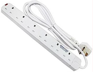 Power King 6 Ways Power King Extension Cable- 3 Meter - White