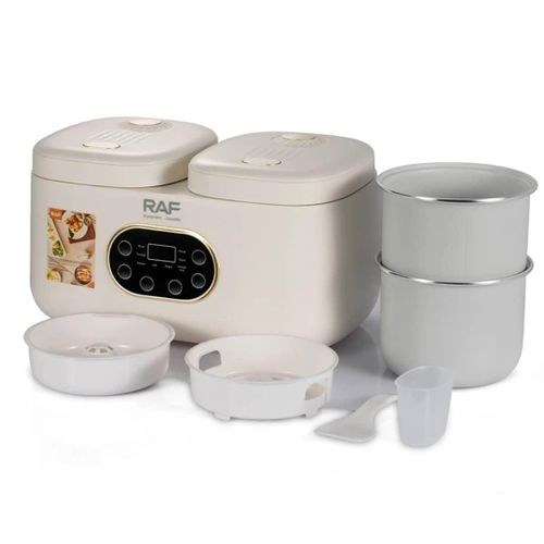 RAF Multifunction Double Gallbladder Pot 800w Home Dormitory Electric Multi Rice Cooker 4L Nonstick Inner Pot Electric Skillet Cooking Pan