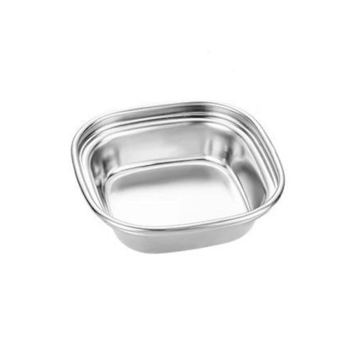 1 Compartment Salad Sauce Dish Food Dipping Bowl Seasoning Tray Vinegar Snack Plate- Silver