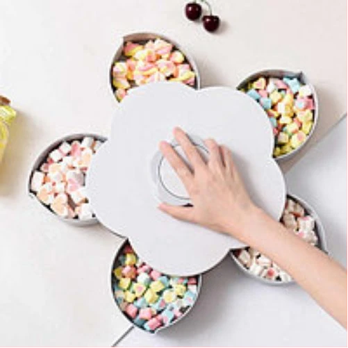 Candy Box Serving Rotating Tray Storage With Mobile Phone Stand - White