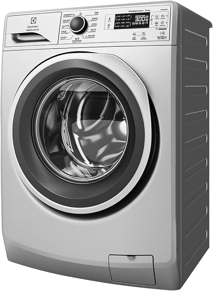 Electrolux 8KG Inverter Motor Front Load Washing Machine, 1200RPM, Fully Automatic Washer, 5 Star Energy Saving, Steam Care, AutoSense & EcoBall Features, Low Noice, Silver, EWF8241SS5